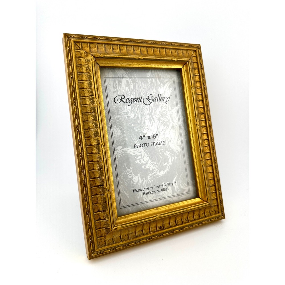 Vintage Regent Gallery Gold Ornate 4x6 Photo Frame Textured Tabletop Wall Mount
